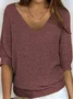 Tricoté Tops Décontracté Plain Printemps / Automne Acrylique Micro-élasticité Domestique Coupe Régulière Régulier Droit pour Femmes