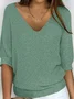 Tricoté Tops Décontracté Plain Printemps / Automne Acrylique Micro-élasticité Domestique Coupe Régulière Régulier Droit pour Femmes