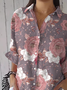 Chemises Décontracté Floral Printemps / Automne Aucune élasticité Quotidien Ample Manches trois quarts Droit Régulier pour Femmes