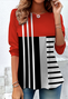 T-shirts Femmes Décontracté Printemps / Automne Plaid Coton Coupe Régulière Manches Longues Col Rond Régulier Régulier