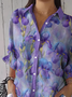 Chemises Décontracté Floral Printemps / Automne Polyester Quotidien Ample Droit Régulier Col de Chemise pour Femmes