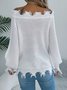 Pulls Femmes Décontracté Plain Printemps / Automne Une Épaule Dénudée Micro-élasticité Coupe Régulière Manches Longues Trapèze Régulier