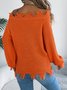Pulls Femmes Décontracté Plain Printemps / Automne Une Épaule Dénudée Micro-élasticité Coupe Régulière Manches Longues Trapèze Régulier