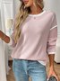 T-shirts Décontracté Bloc de Couleur Printemps / Automne Coton Micro-élasticité Manches Longues Régulier Trapèze Régulier pour Femmes