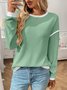 T-shirts Décontracté Bloc de Couleur Printemps / Automne Coton Micro-élasticité Manches Longues Régulier Trapèze Régulier pour Femmes