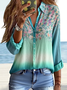 Chemises Femmes Simple Floral Printemps / Automne Polyester Aucune élasticité Manches Longues Régulier Droit T.-N.-L.