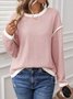 T-shirts Décontracté Bloc de Couleur Printemps / Automne Coton Micro-élasticité Manches Longues Régulier Trapèze Régulier pour Femmes