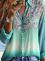 Chemises Femmes Simple Floral Printemps / Automne Polyester Aucune élasticité Manches Longues Régulier Droit T.-N.-L.