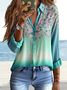 Chemises Femmes Simple Floral Printemps / Automne Polyester Aucune élasticité Manches Longues Régulier Droit T.-N.-L.