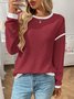 T-shirts Décontracté Bloc de Couleur Printemps / Automne Coton Micro-élasticité Manches Longues Régulier Trapèze Régulier pour Femmes