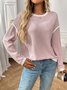 T-shirts Décontracté Bloc de Couleur Printemps / Automne Coton Micro-élasticité Manches Longues Régulier Trapèze Régulier pour Femmes