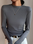 T-shirts Femmes Plain Printemps / Automne Simple Léger Respirable Régulier Droit Élasticité moyenne Faux Col