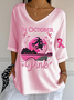 T-shirts Femmes Rétro Printemps / Automne Toussaint Polyester Col V Micro-élasticité Régulier Ligne T Régulier