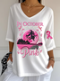 T-shirts Femmes Rétro Printemps / Automne Toussaint Polyester Col V Micro-élasticité Régulier Ligne T Régulier