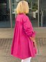 Chemises Femmes Décontracté Plain Printemps / Automne Coton Micro-élasticité Ample Manches Longues Mi-long Régulier
