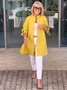 Chemises Femmes Décontracté Plain Printemps / Automne Coton Micro-élasticité Ample Manches Longues Mi-long Régulier