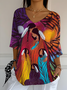 T-shirts Femmes Décontracté Floral Printemps / Automne Polyester Micro-élasticité Ample Régulier Ligne T Régulier