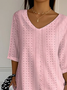 T-shirts Décontracté Abstrait Printemps / Automne Col V Imprimé Micro-élasticité Manches trois quarts Régulier Régulier pour Femmes