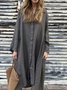 Femmes Plain Vert Foncé Col de Chemise Confortable Robe Mi-Longue Décontracté