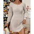Femmes Plain Beige Col Rond Confortable Robe Mi-Longue Décontracté