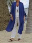 Micro-élasticité Cache-cœur Manches trois quarts Régulier Plain Kimono Joint Fendu pour Femmes
