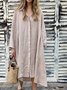 Femmes Plain Vert Foncé Col de Chemise Confortable Robe Mi-Longue Décontracté