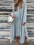 Femmes Plain Vert Foncé Col de Chemise Confortable Robe Mi-Longue Décontracté
