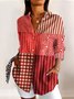 Chemises Décontracté Printemps / Automne Abstrait Graphique Polyester Col V Micro-élasticité Quotidien Coupe Régulière Manches Longues pour Femmes