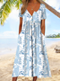 Femmes Géométrique Vert Col mi-ouvert Confortable Robe Maxi Rétro
