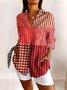 Chemises Décontracté Printemps / Automne Abstrait Graphique Polyester Col V Micro-élasticité Quotidien Coupe Régulière Manches Longues pour Femmes