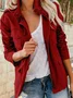 Micro-élasticité Col Montant Manches Longues Régulier Plain Blouson Aviateur Blouson Joint Fendu pour Femmes