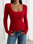 T-shirts Femmes Urbain Plain Printemps / Automne Spandex Joint Fendu Journée Serré Droit Régulier
