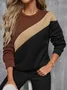 Sweat-shirts Femmes Décontracté Printemps / Automne Multicolore Bloc Polyester Imprimé Aucune élasticité Ample Col Rond Régulier