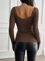 T-shirts Femmes Urbain Plain Printemps / Automne Spandex Joint Fendu Journée Serré Droit Régulier