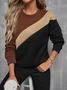 Sweat-shirts Femmes Décontracté Printemps / Automne Multicolore Bloc Polyester Imprimé Aucune élasticité Ample Col Rond Régulier