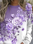 Sweat-shirts Femmes Décontracté Floral Printemps / Automne Polyester Imprimé Aucune élasticité Manches Longues Col Rond Régulier