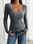 T-shirts Femmes Urbain Plain Printemps / Automne Spandex Joint Fendu Journée Serré Droit Régulier