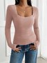 T-shirts Femmes Urbain Plain Printemps / Automne Spandex Joint Fendu Journée Serré Droit Régulier