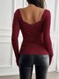 T-shirts Femmes Urbain Plain Printemps / Automne Spandex Joint Fendu Journée Serré Droit Régulier