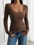 T-shirts Femmes Urbain Plain Printemps / Automne Spandex Joint Fendu Journée Serré Droit Régulier