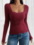 T-shirts Femmes Urbain Plain Printemps / Automne Spandex Joint Fendu Journée Serré Droit Régulier