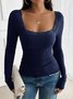 T-shirts Femmes Urbain Plain Printemps / Automne Spandex Joint Fendu Journée Serré Droit Régulier