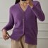 Pulls Femmes Décontracté Plain Printemps / Automne Coton Col V Micro-élasticité Coupe Régulière Trapèze Régulier