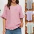 Chemises Femmes Rayé Décontracté Été Polyester Quotidien Manches Courtes Col Rond Trapèze Régulier