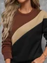 Sweat-shirts Femmes Décontracté Printemps / Automne Multicolore Bloc Polyester Imprimé Aucune élasticité Ample Col Rond Régulier