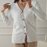 Pulls Femmes Décontracté Plain Printemps / Automne Coton Col V Micro-élasticité Coupe Régulière Trapèze Régulier