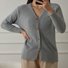 Pulls Femmes Décontracté Plain Printemps / Automne Coton Col V Micro-élasticité Coupe Régulière Trapèze Régulier