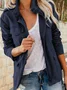 Micro-élasticité Col Montant Manches Longues Régulier Plain Blouson Aviateur Blouson Joint Fendu pour Femmes