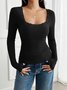T-shirts Femmes Urbain Plain Printemps / Automne Spandex Joint Fendu Journée Serré Droit Régulier