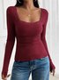 T-shirts Femmes Urbain Plain Printemps / Automne Spandex Joint Fendu Journée Serré Droit Régulier